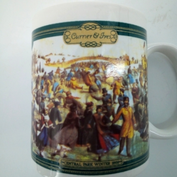Vintage 90's Currier & Ives Central Park in Winter 1862 Houston Harvest Mug Cup - Picture 4 of 6